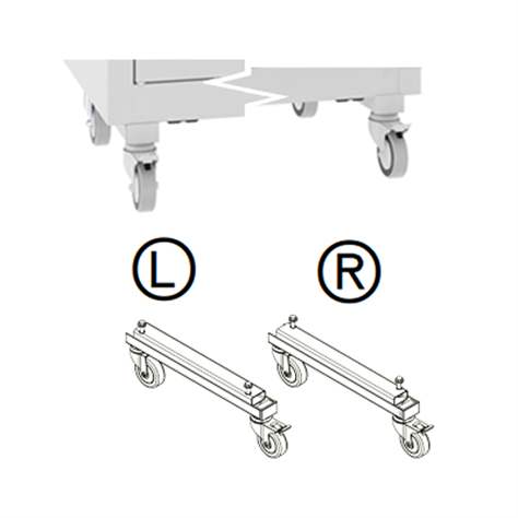 Satz Räder (VE 4 Stück), Lenkrollen, 2 mit bremse, für Medizinschränke, Selbstmontage - Malow