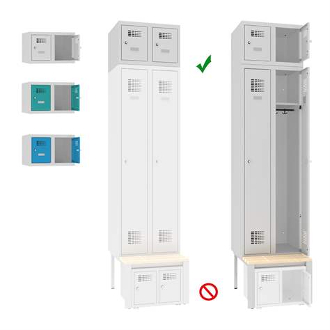 Aufbauteil mit 3 Aufbewahrungsboxen, Breite 1200 mm, Türfarbe Lichtblau RAL5012 - Malow - Bild3