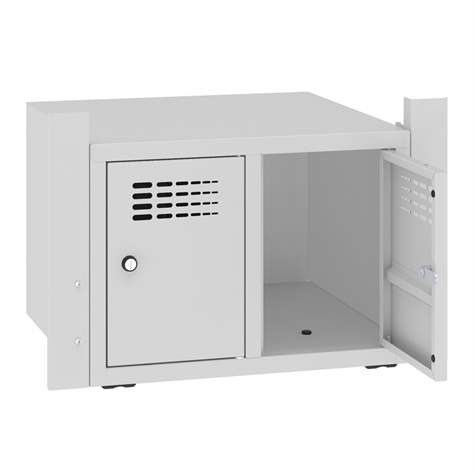 Skrinka na topánky s 2 úložnými boxmi pre šatňovú skriňu WEMO, šírka 600 mm, dvere sivé RAL7035 - Malow