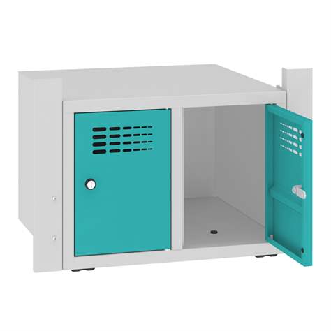 Skrinka na topánky s 2 úložnými boxmi pre šatňovú skriňu WEMO, šírka 600 mm, dvere zelené RAL5018 - Malow