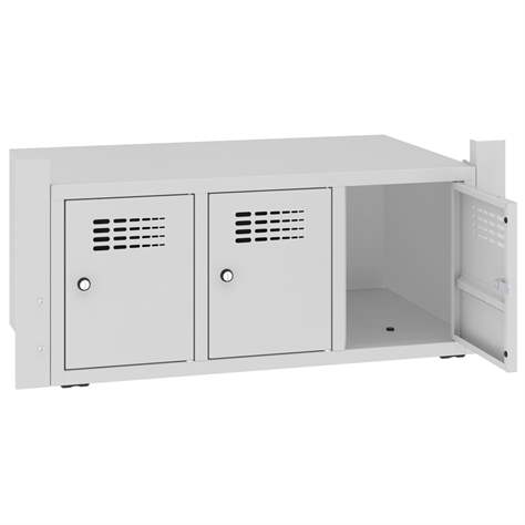 Skrinka na topánky s 3 úložnými boxmi pre šatňovú skriňu WEMO, šírka 900 mm, dvere sivé RAL7035 - Malow