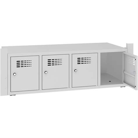 Skrinka na topánky s 4 úložnými boxmi pre šatňovú skriňu WEMO, šírka 1200 mm, dvere sivé RAL7035 - Malow