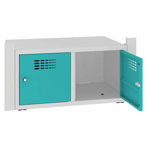 Skrinka na topánky s 2 úložnými boxmi pre šatňovú skriňu WEMO, šírka 800 mm, dvere zelené RAL5018 - Malow