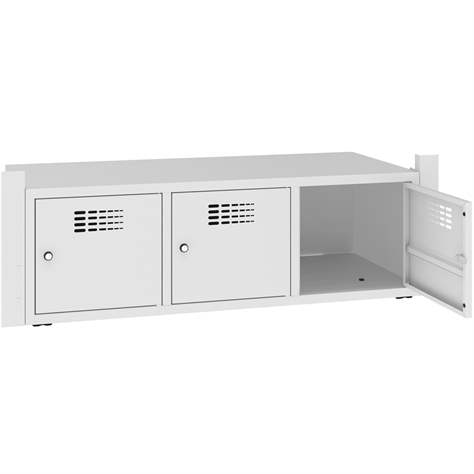 Skrinka na topánky s 3 úložnými boxmi pre šatňovú skriňu WEMO, šírka 1200 mm, dvere sivé RAL7035 - Malow