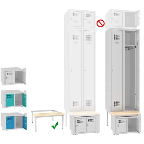 Skrinka na topánky s 2 úložnými boxmi pre šatňovú skriňu WEMO, šírka 800 mm, dvere zelené RAL5018 - Malow - obrázok3
