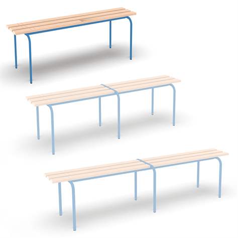 Universal-Sitzbank, stapelbar, Länge 1200 mm, Gestellfarbe Blau RAL5012 - Malow