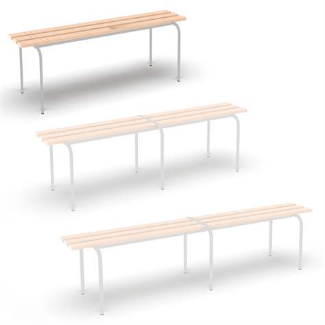 Universal-Sitzbank, stapelbar, Länge 1200 mm, Gestellfarbe Lichtgrau RAL7035 - Malow