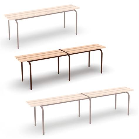 Universal-Sitzbank, stapelbar, Länge 1600 mm, Gestellfarbe Braun RAL8016 - Malow