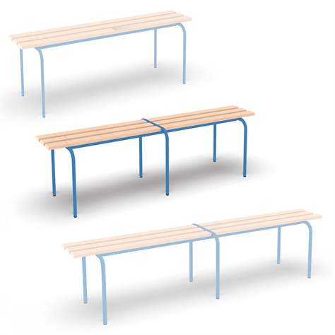 Universal-Sitzbank, stapelbar, Länge 1600 mm, Gestellfarbe Blau RAL5012 - Malow