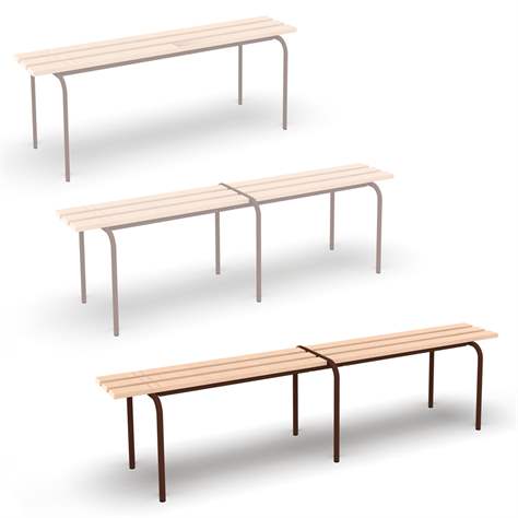 Universal-Sitzbank, stapelbar, Länge 2000 mm, Gestellfarbe Braun RAL8016 - Malow