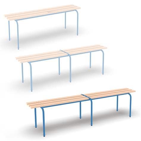 Universal-Sitzbank, stapelbar, Länge 2000 mm, Gestellfarbe Blau RAL5012 - Malow