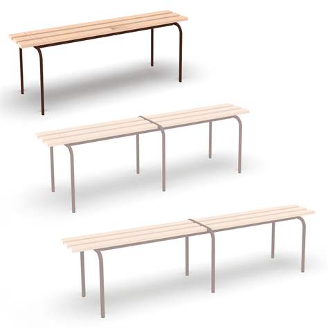 Universal-Sitzbank, stapelbar, Länge 1200 mm, Gestellfarbe Braun RAL8016 - Malow