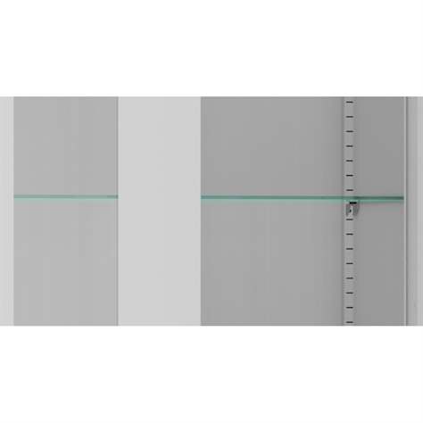 Apothekerschrank aus Stahl mit verglasten zweiflügeligen Türen und Seitenwände, Glasböden, BxHxT: 800x1800x435 mm, Türfarbe Blau RAL5012 - Malow - Bild4