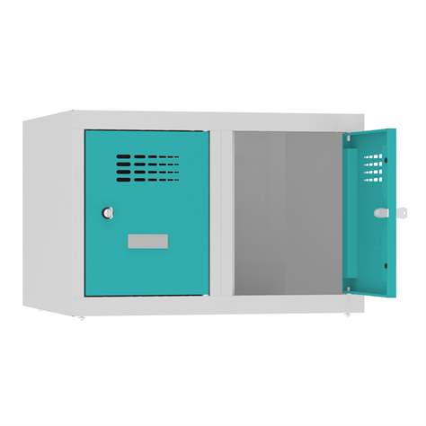 Aufbauteil mit 2 Aufbewahrungsboxen, Breite 600 mm, Türfarbe Grün RAL5018 - Malow