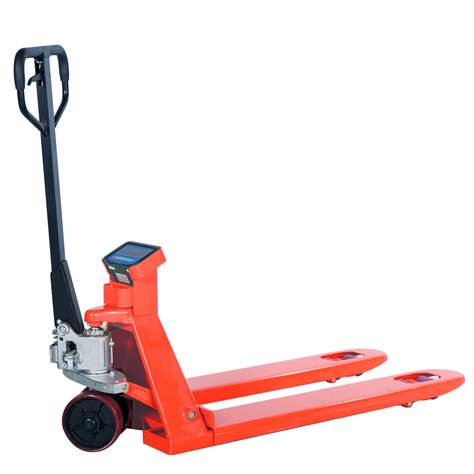 Transpalet manual cu cântar, cap. port. 2500 kg, roți din poliuretan