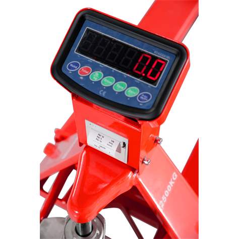 Transpalet manual cu cântar, cap. port. 2500 kg, roți din poliuretan - imagine2