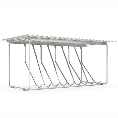 Acoperitoare cu suporți pentru biciclete, stative pentru poziționare înclinat în sus, 10 locuri parcare, pe o parte - WSM - Walter Solbach Metallbau GmbH