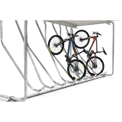 Acoperitoare cu suporți pentru biciclete, stative pentru poziționare înclinat în sus, 10 locuri parcare, pe o parte - WSM - Walter Solbach Metallbau GmbH - imagine3
