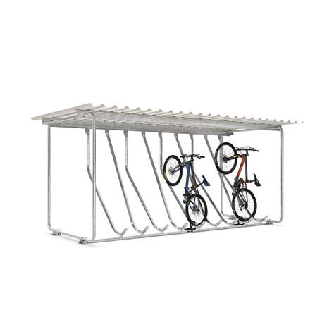 Acoperitoare cu suporți pentru biciclete, stative pentru poziționare înclinat în sus, 10 locuri parcare, pe o parte - WSM - Walter Solbach Metallbau GmbH - imagine7