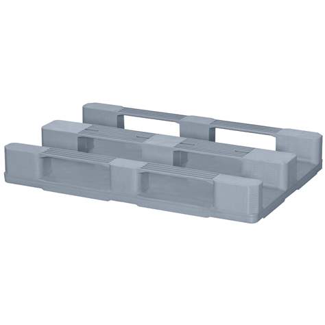 Palet din plastic igienic 1200 x 800 mm, gri, 3 tălpi longitudinale de sprijin, culoare gri - imagine2