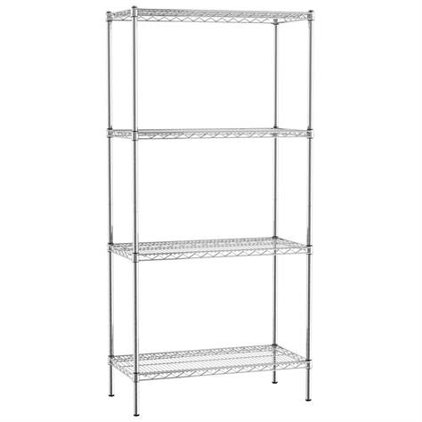 Gitterregal, verchromt, Fachboden-Traglast 250 kg, HxBxT: 1820x920x610 mm, 4 Fachböden