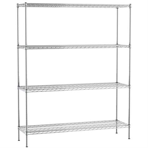 Gitterregal, verchromt, Fachboden-Traglast 250 kg, HxBxT: 2000x1520x610 mm, 4 Fachböden