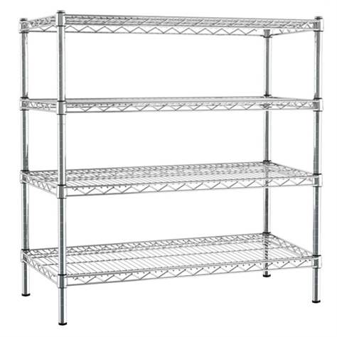 Gitterregal, verchromt, Fachboden-Traglast 250 kg, HxBxT: 890x1220x610 mm, 4 Fachböden