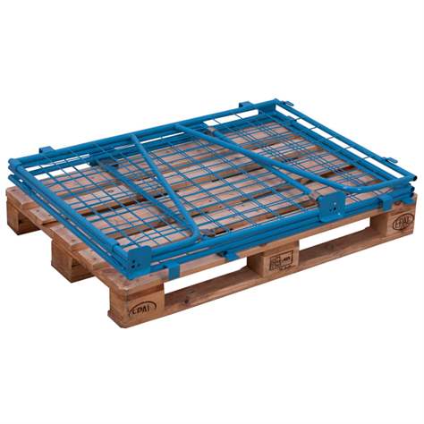 Gitter-Aufsatzrahmen, offene Längsseite, Höhe 800 mm, für Palette 1200x1000 mm, blau - Cordes - Bild3