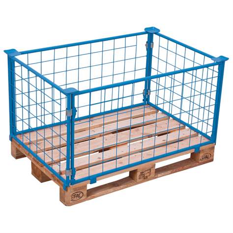 Gitter-Aufsatzrahmen, geschlossen, Höhe 600 mm, für Palette 1200x1000 mm, blau - Cordes
