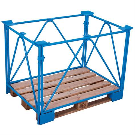 Suprastructură paleți, stivuibilă, robust, H: 800 mm, palet 1200x1000 mm, albastru - Cordes