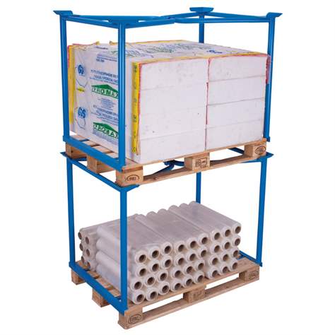 Suprastructură paleți, stivuibilă, H: 1000 mm, palet 1200x1000 mm, albastru - Cordes - imagine4