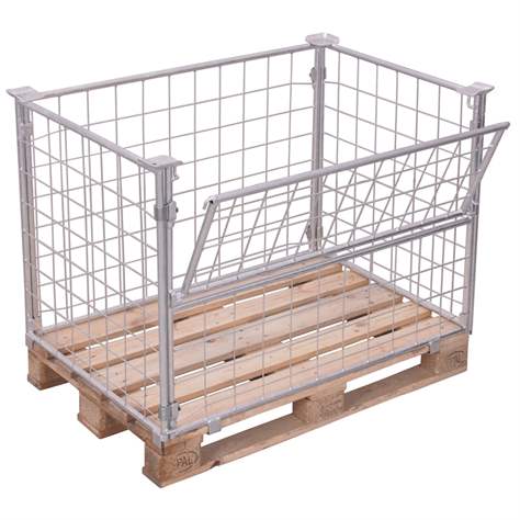 Aufsatzrahmen mit Klappe, Höhe 1200 mm, für Palette 1200x800 mm, verzinkt - Cordes