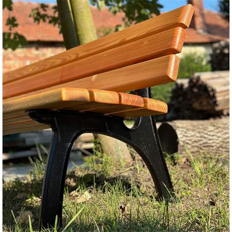 Parkbank II, Gussgestell mit Lärche-Holzleisten. Länge 1,8 m - Bild3