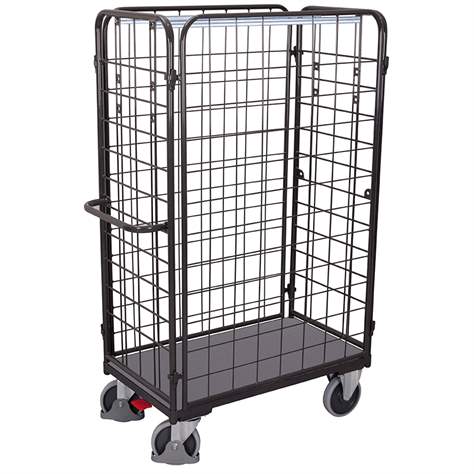 Gepäckwagen VARIOfit, hoch 1820 mm, 4-seitig, Ladefläche 1000x700 mm, Tragfähigkeit 500 kg, Farbe Anthrazit RAL7016 /Platte Grau - Cordes