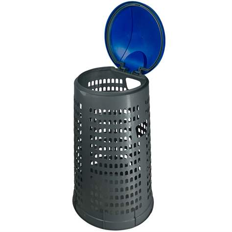 Wertstoffsammler aus Kunststoff, für 120-Liter-Abfallsäcke, silber, Deckel blau - Bild2