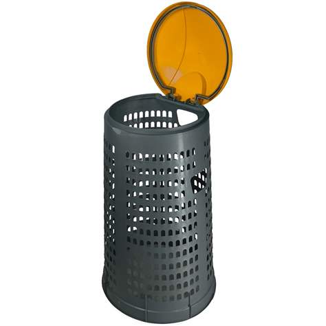 Wertstoffsammler aus Kunststoff, für 120-Liter-Abfallsäcke, silber, Deckel gelb - Bild2