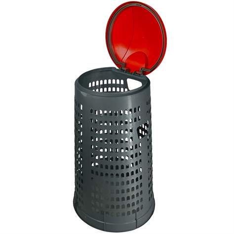 Wertstoffsammler aus Kunststoff, für 120-Liter-Abfallsäcke, Silber, Deckel rot - Bild2