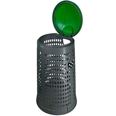 Wertstoffsammler aus Kunststoff, für 120-Liter-Abfallsäcke, silber, Deckel grün - Bild2