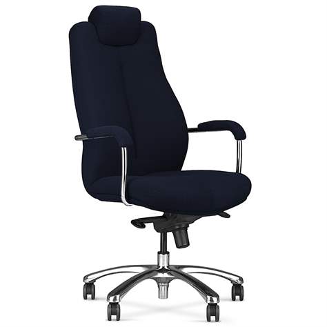 Dispečerské kreslo SONATA s lakťovými opierkami, poťah z vlnené látky - farba tmavo modrá - Nowy Styl Group