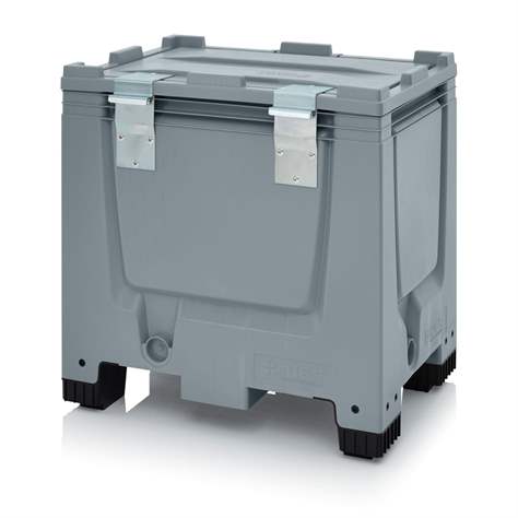BigBox aus Polyethylen, mit Deckel und Verschluss-Sets, Vollwand,800x600x830 mm, mit Füßen - Bild2