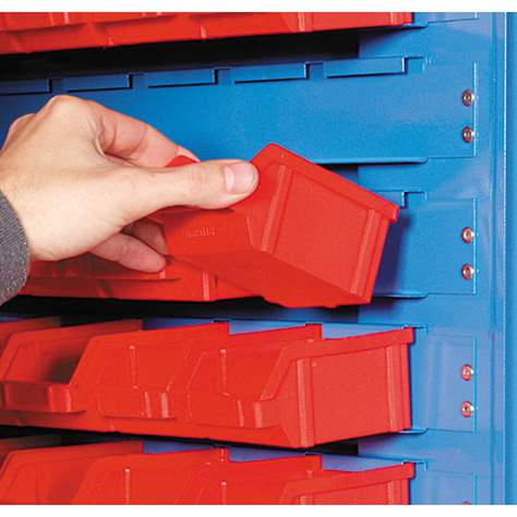 Magazinschrank, 36x große und 100x kleine hängende Regalkästen, H x B x T: 1040 x 1000 x 500 mm, Farbe Lichtgrau RAL7035 - Malow - Bild3