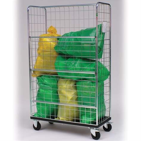 Cărucior cu pereți înalți tip grilaj și polițe rabatabile, lxLxH: 1060x540x1720 mm - imagine2