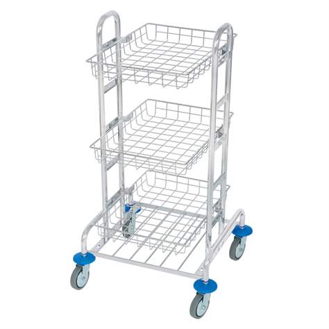 Mehrzweckwagen, verchromt, 3 Drahtgitterkörbe, HxLxB: 1030x550x300 mm