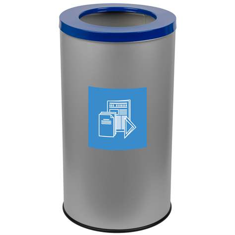 Coș colector selectiv de deșeuri EKO, volum 75 l, recipient principal din oțel lăcuit, culoare albastră - Alda S.A.