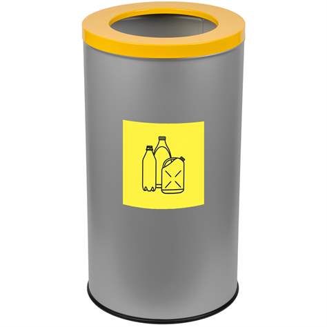 Wertstoffsammler EKO, Volumen 75 l, Stahlbehälter lackiert, farbe Gelb - Alda S.A.