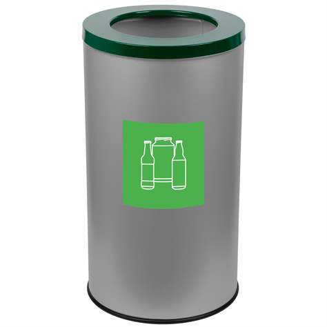 Coș colector selectiv de deșeuri EKO, volum 75 l, recipient principal din oțel lăcuit, culoare verde - Alda S.A.