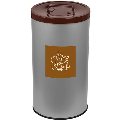 Wertstoffsammler EKO, Volumen 75 l, Stahlbehälter lackiert, farbe Braun - Alda S.A.