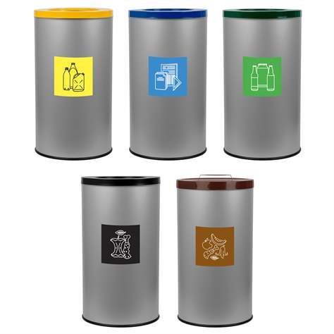 Coș colector selectiv de deșeuri EKO, volum 75 l, recipient principal din oțel lăcuit, culoare verde - Alda S.A. - imagine4