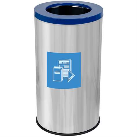 Coș colector selectiv de deșeuri EKO, volum 75 l, recipient din oțel inoxidabil, culoare albastră - Alda S.A.