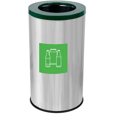Coș colector selectiv de deșeuri EKO, volum 75 l, recipient din oțel inoxidabil, culoare verde - Alda S.A.